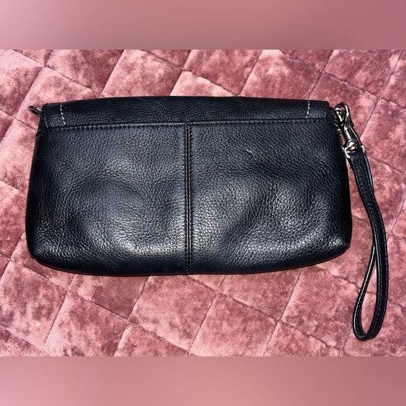 Coach Black Pebbled Leather Wristlet - Picture 2 of 6